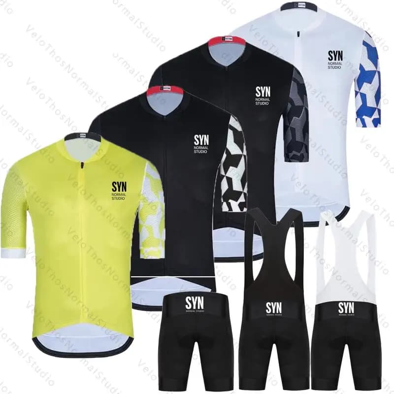 Set Maglia Ciclismo Uomo Manica Corta e Salopette Pro Race MTB Abbigliamento Bici SYN Normal Studio Ciclismo Hombre