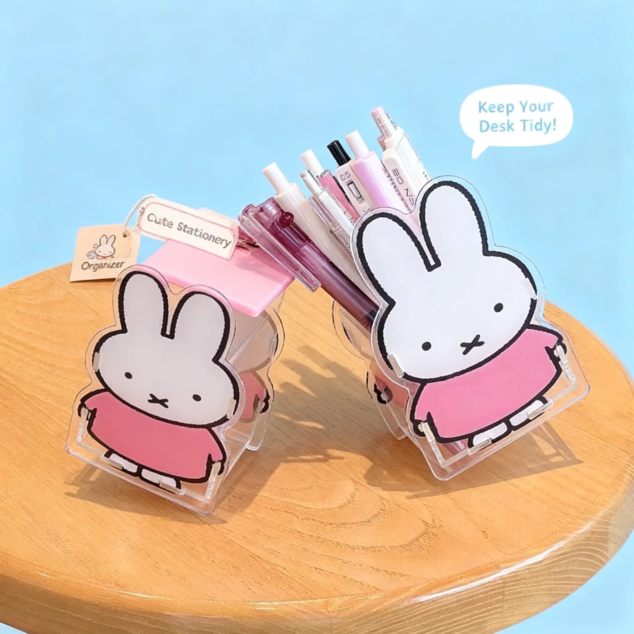 Miffy Rabbit Pen Holder Creative Cute Cartoon Aesthetic Student Stationery Cosmetic Brush Storage Desktop Ornament