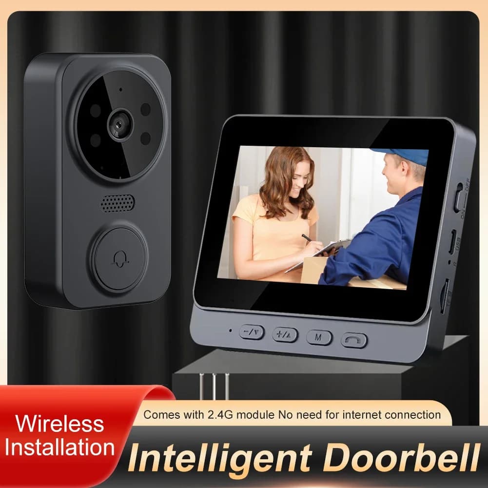 Telecamera per porta occhi 2.4G WiFi Rilevazione automatica Visualizzatore digitale domestico Schermo IPS da 4,3 pollici Videocitofono Telecamere per porte Citofono bidirezionale