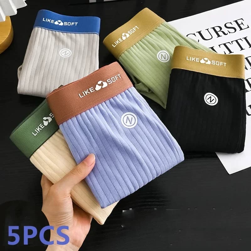 5 Pcs Men's Striped Funny Boxer Shorts Underwear Sexy Underpants Man Male Homme U Convex Shorts Lingerie Boxershorts Panties