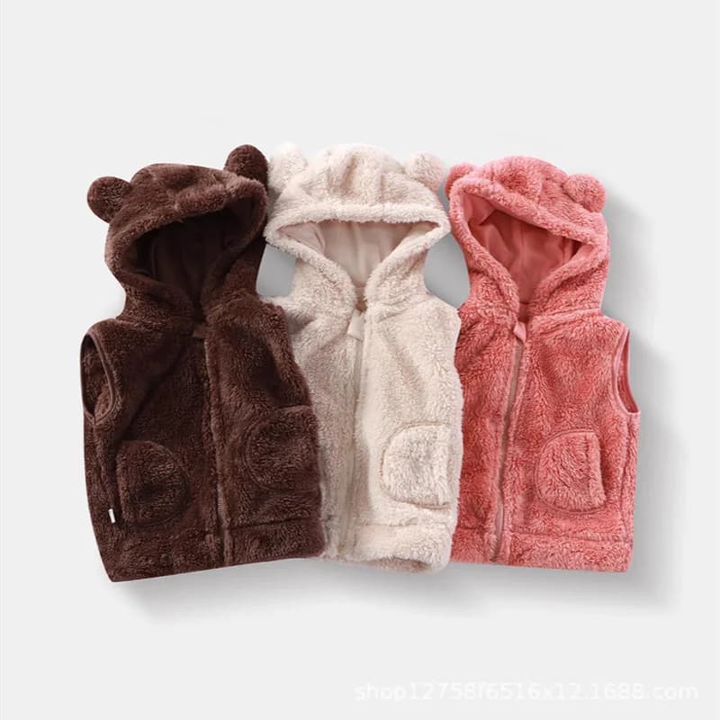 Gilet per bambini spesso Ragazzi Ragazze Gilet di peluche Inverno 2025 Nuovi cappotti per bambini Troddler Autunno Gilet con cappuccio Abbigliamento in pile per bambini