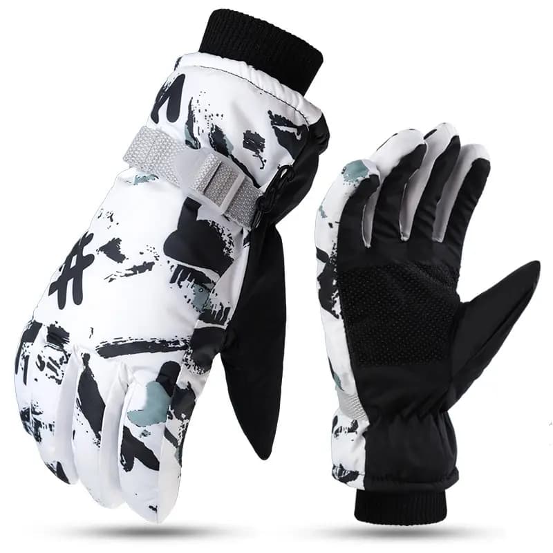 Guanti Invernali da Snowboard e Sci Unisex in Pelle PU Antiscivolo Touch Screen Impermeabili per Moto Ciclismo Caldi in Pile per Sport sulla Neve