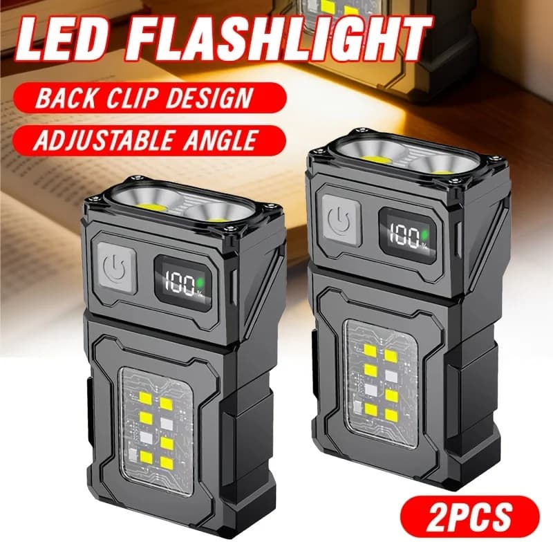 MINI USB Rechargeable LED Flashlight Portable Tail Magnet Work Light Super Bright Camping Lantern Side COB Emergency Torch Light