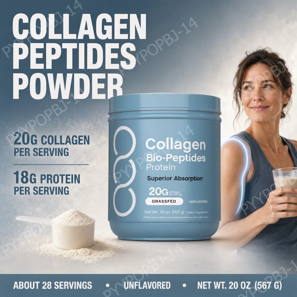 Collagen Bio Peptides Protein Powder 20g Collagen 18g Protein Per Serving Supports Skin Hair Nails Joint Wellness Unflavored