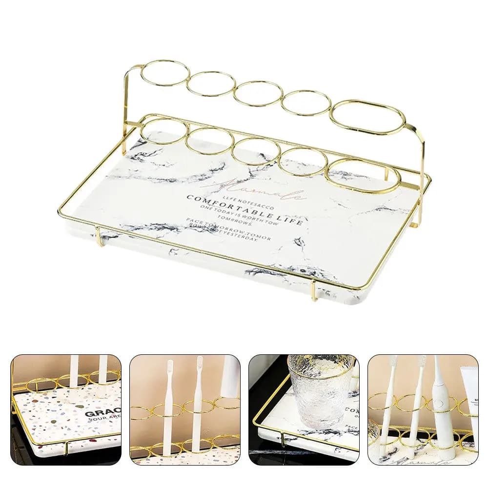 1Pcs Compact Diatom Mud Toothbrush Holder Bathroom Organizer Storage Shelf Countertop Space Saver Smooth Rounded Edge Design