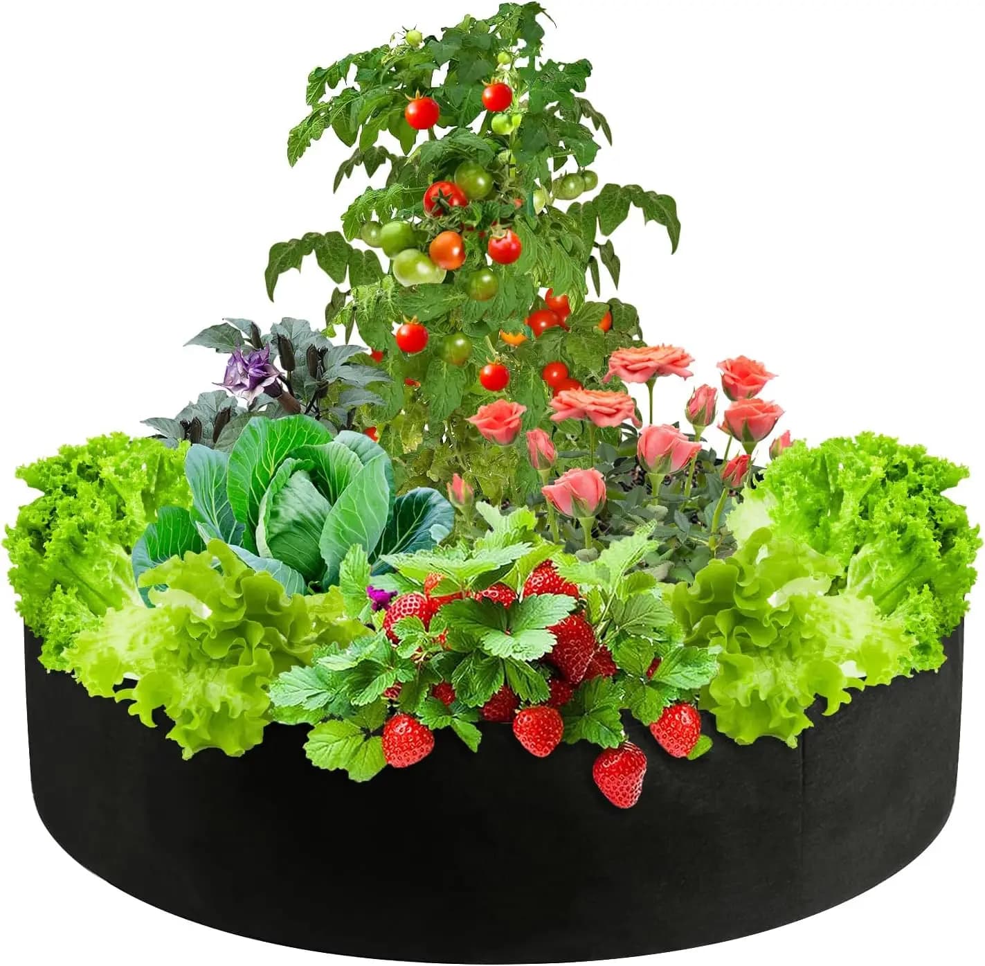 Plant Grow Bags Heavy Duty Fabric Raised Garden Planting Bed Round Breathable Felt Planting Container for Vegetables Flower Herb
