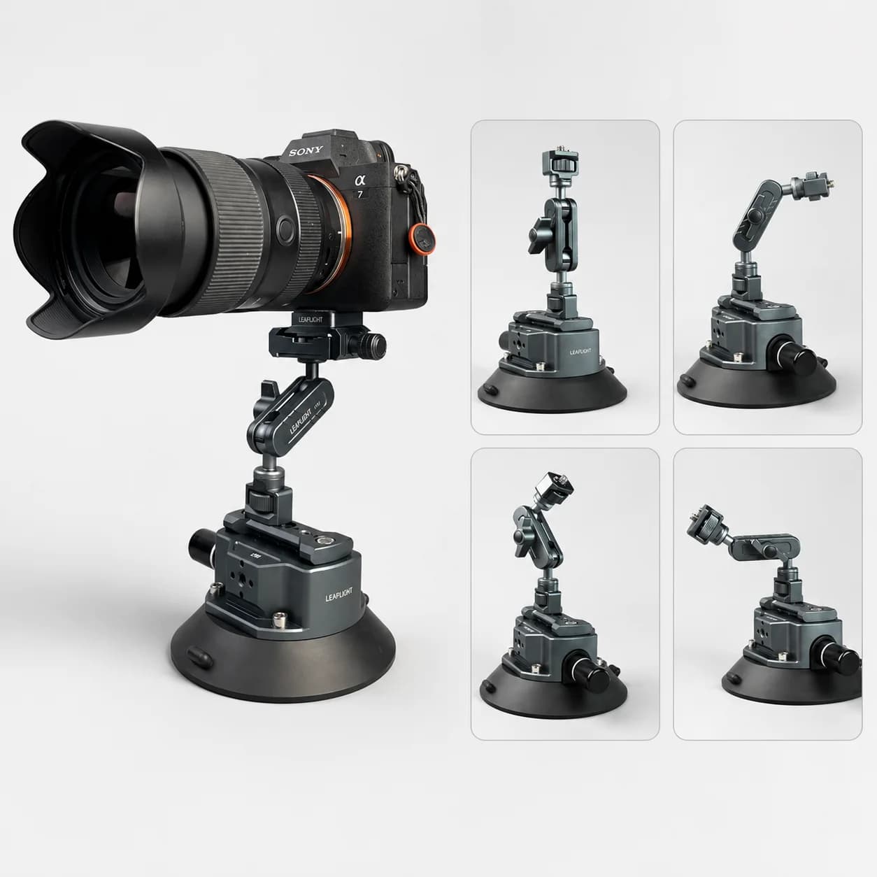 New Hand Pump Car Suction Cup Phone Action Camera Holder W NATO 360 Adjustable 1/4" 3/8" for Gopro Insta360 DSLR Action Camera