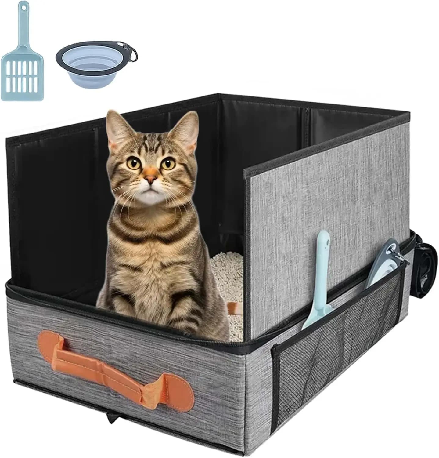 Nuova Lettiera da Viaggio per Gatti, Lettiera Portatile per Gatti con Coperchio, Lettiera Pieghevole per Viaggi, Auto, Hotel