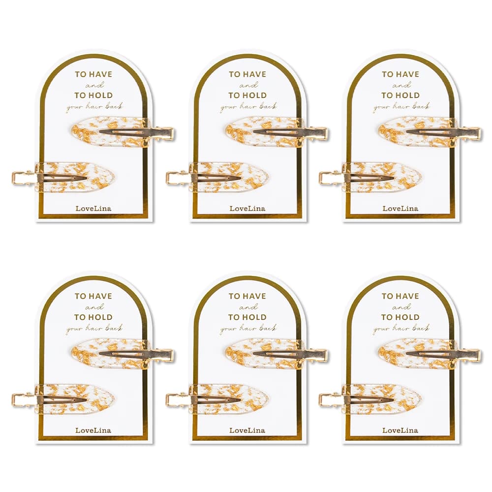 4/8/12 pieces gold glitter hair clips without crease for bridesmaid hatchers wedding hair clips wedding gift cards