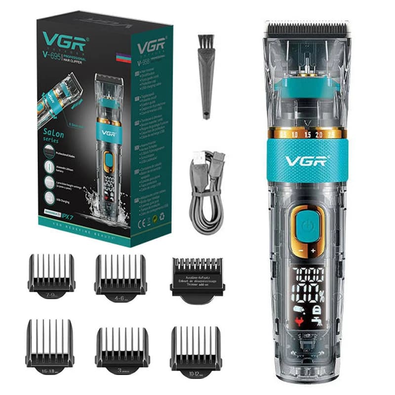 Original Professional Haircut VGR Wireless Barber Haircuts for Men Rechargeable Set for Washable Beard Cutting Machine