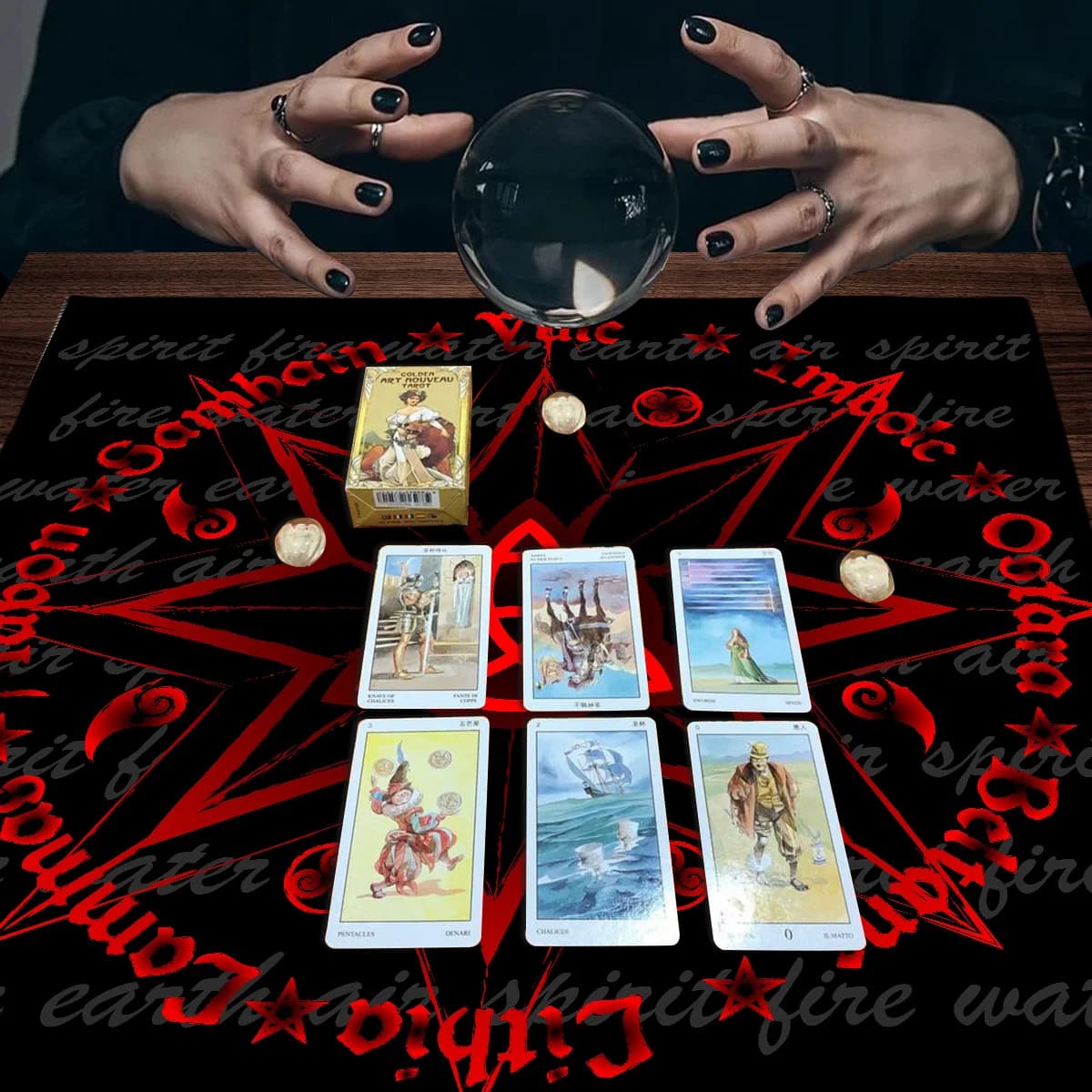 Tovaglia per tarocchi stella rossa a 8 punte Decorazione per altare runa criptica Lettura dei tarocchi Tappetino per tarocchi Gioco da tavolo Tappetino per carte Decor