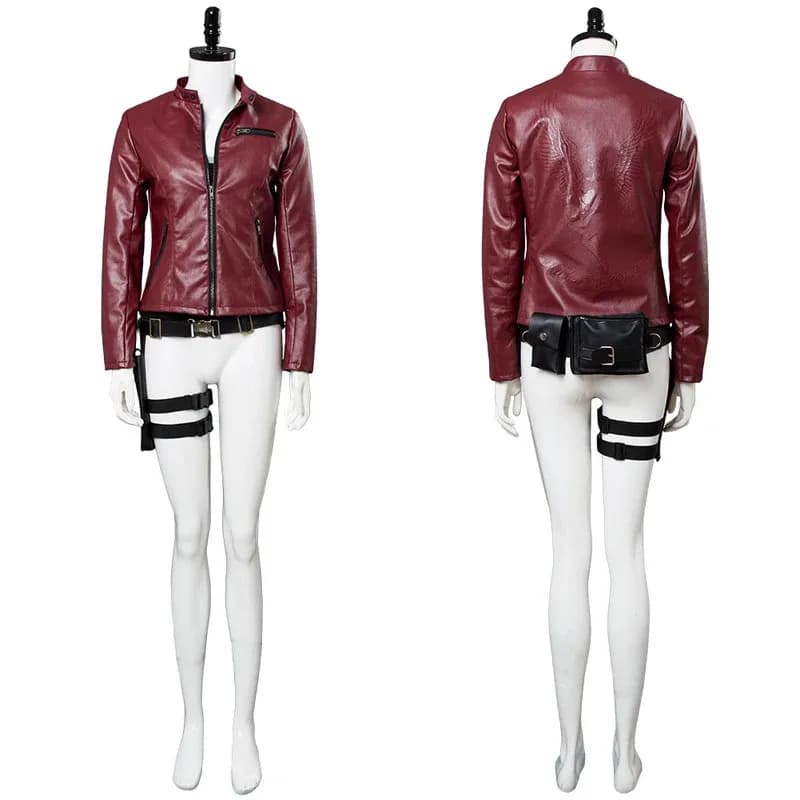 Remake Claire Cosplay Redfield Fantasia Costume Coat for Women Adult Leather Jacket Role Game Halloween Carnival Dress