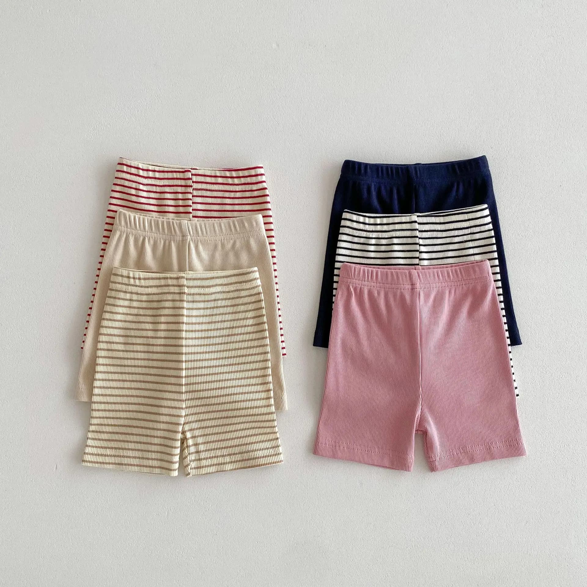 2025 Summer New Baby Cotton Shorts Children Elastic Pants Girls Safety Pants Infant Boys Striped Shorts Children Leggings
