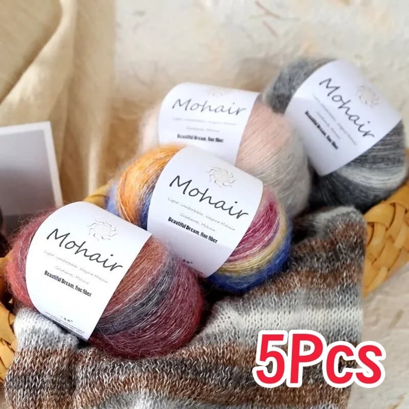 5 pezzi sfumato mohair morbido filato di cotone lavorato a mano maglioni lavorati a maglia sciarpe cappelli scialli sezioni tessute fatte a mano palline di filato tinto 125g