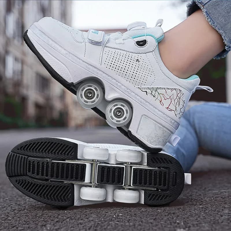 Scarpe a rotelle Ricarica USB LED illuminate Ragazzi Ragazze Sneaker a 4 ruote Scarpe sportive per pattini da skateboard casual per adulti alla moda