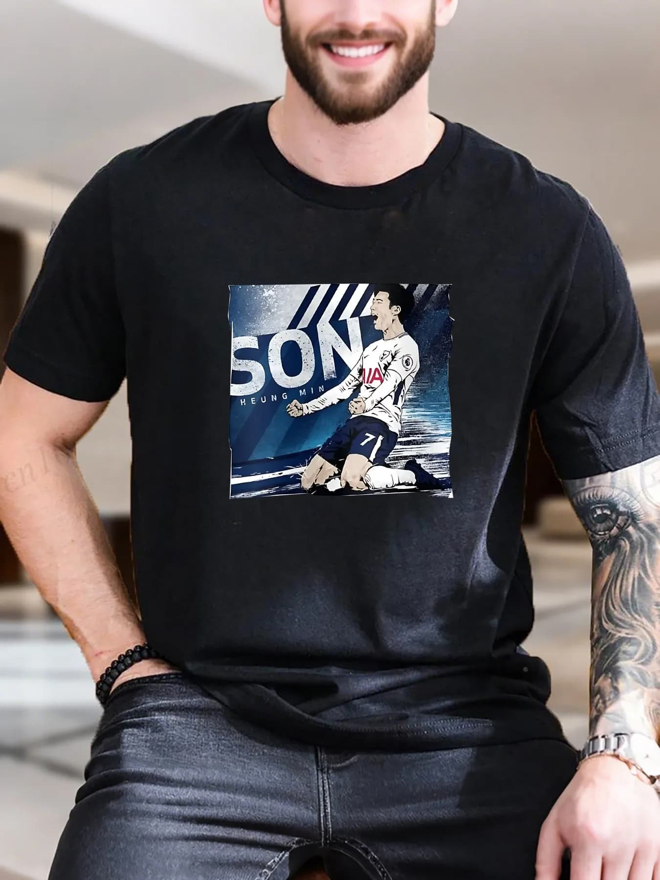 T-shirt in cotone con stampa giocatore di calcio da uomo di nuova moda di arrivo T-shirt morbida e traspirante a maniche corte per l'allenamento sportivo casual da indossare ogni giorno