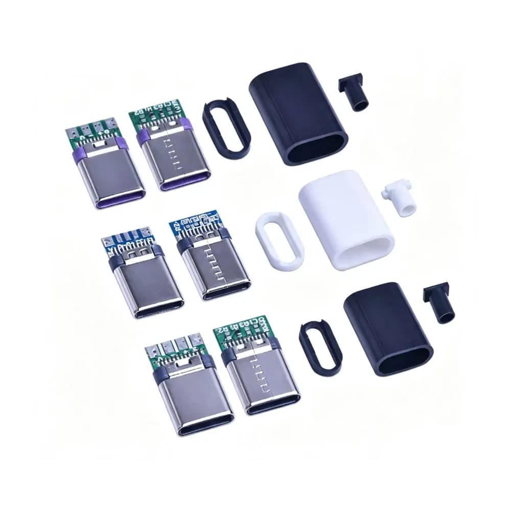 5pcs 5A fast charging USB connector C-type,male plug head and tail plug electrical terminal soldering DIY data cable accessorie
