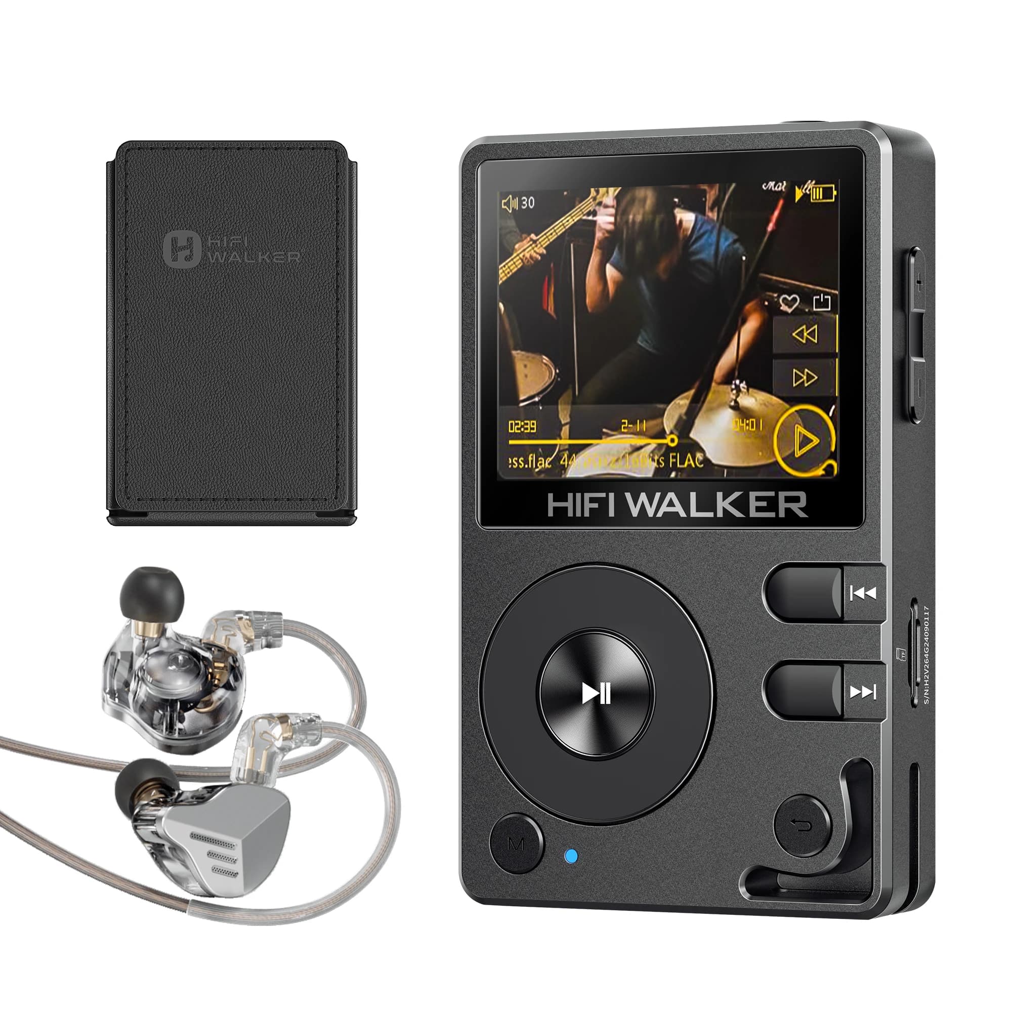 Lettore DAP Hifi Walker con Chip DAC ESS, Bluetooth 5.2, DSD128 Nativo, Rotella ALPS, Memoria 64GB Espandibile fino a 512GB, DAC USB, Lettore FLAC