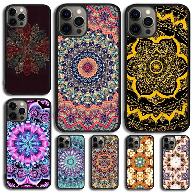 Custodia per telefono con mandala floreale per iPhone 17 Air 14 13 12 16 Pro Max 15 Plus Max Cover Shell Coque