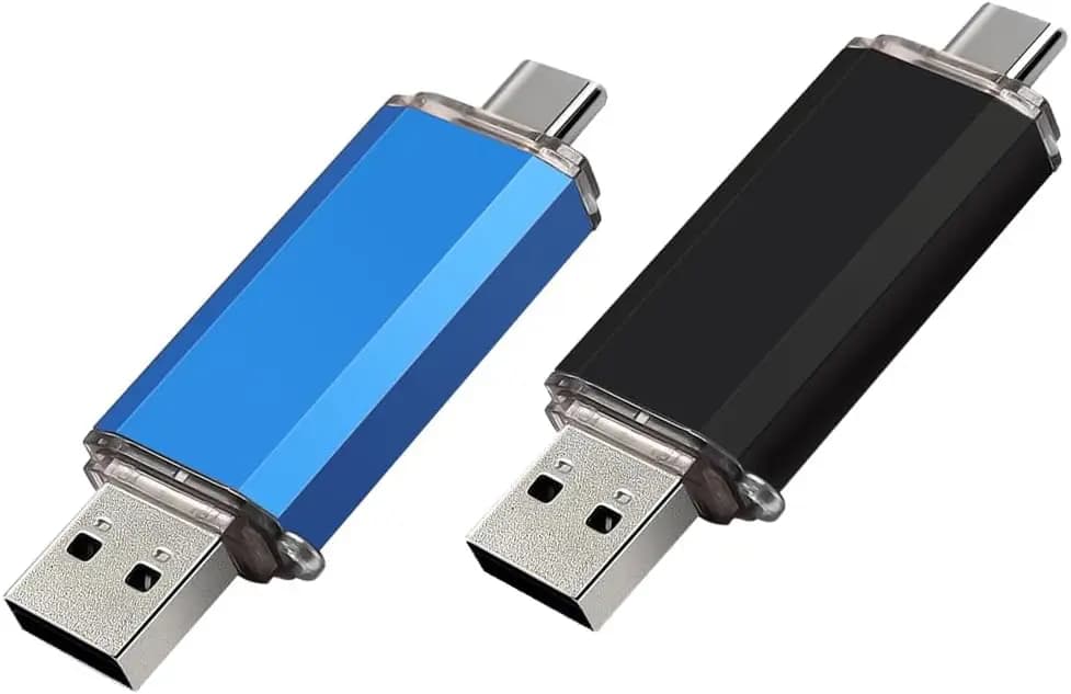 Chiavetta USB C da 128GB con Doppia Porta Type C + USB A 2-in-1 per Archiviazione e Backup (Nero e Blu)
