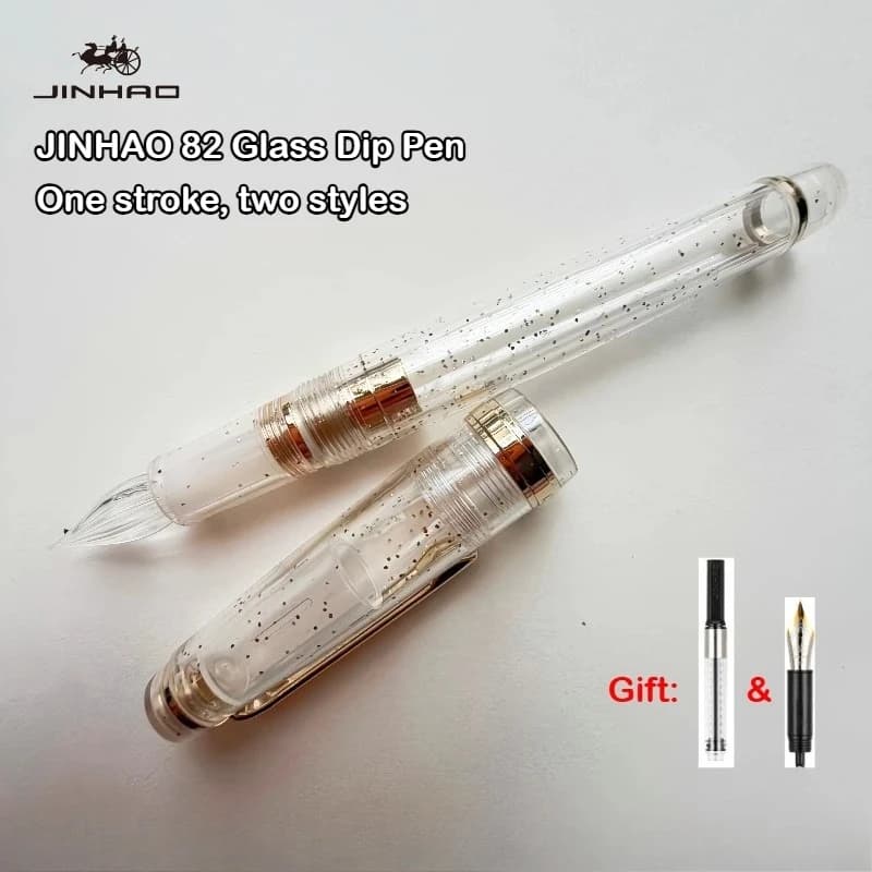 JINHAO 82 Glass Dip Pens with Fountain Pen Nib Ink Converters Calligraphy Pen One Stroke Two Styles School Supplies Stationery