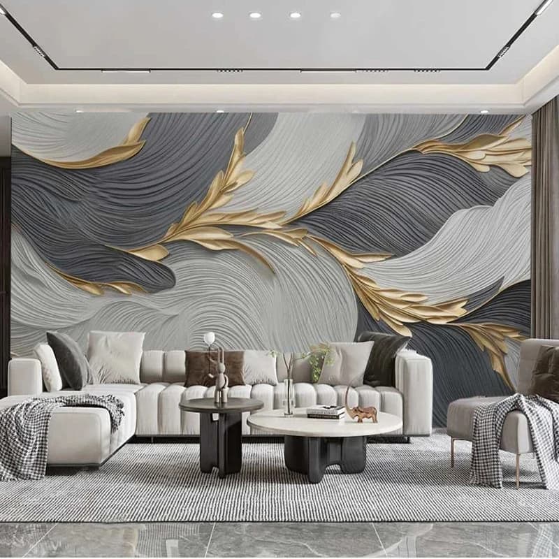 Personalizzato 3D murale arte creativa piuma motivi geometrici foto carta da parati soggiorno TV divano camera da letto Papel De Parede Fresco