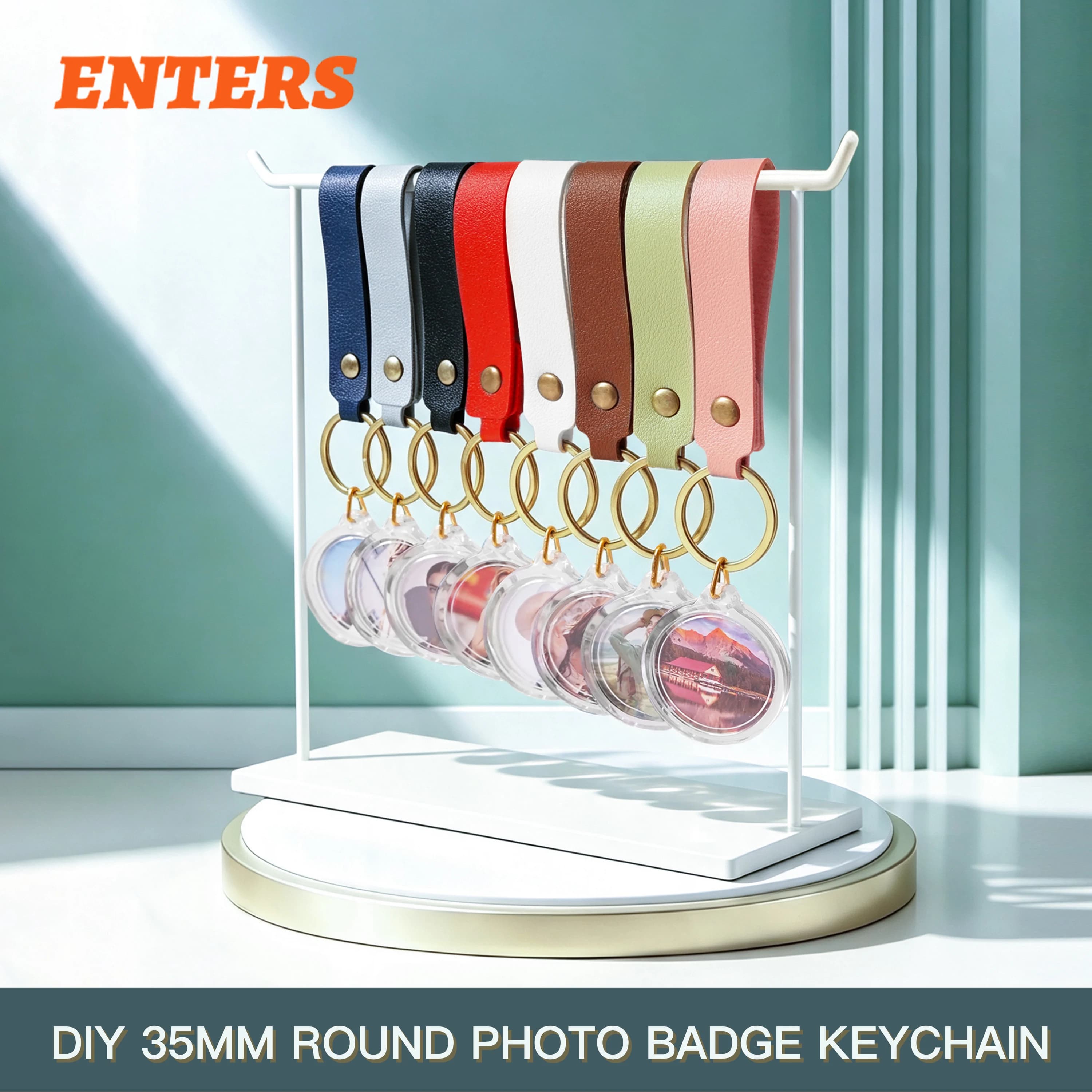Blank Acrylic Keychain Photo Frame Circle 35mm Transparent DIY Insert Picture Charm Pendant for Gifts Souvenirs