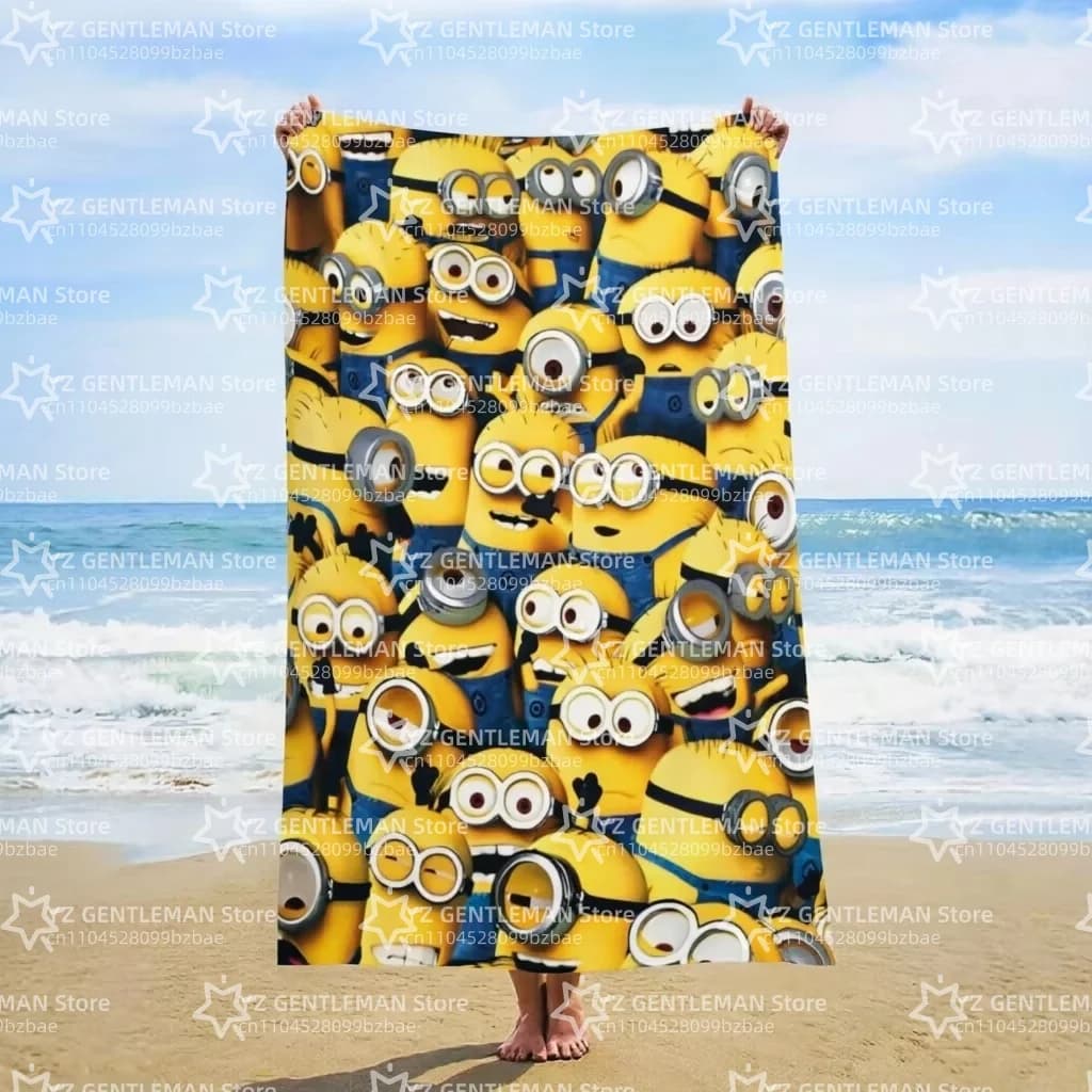 1pc Minions Cute Carto Beach Towel Super Absorbent Lightweight Ideal for Kids Adults Pool Beach Travel Bath Home Daily Use