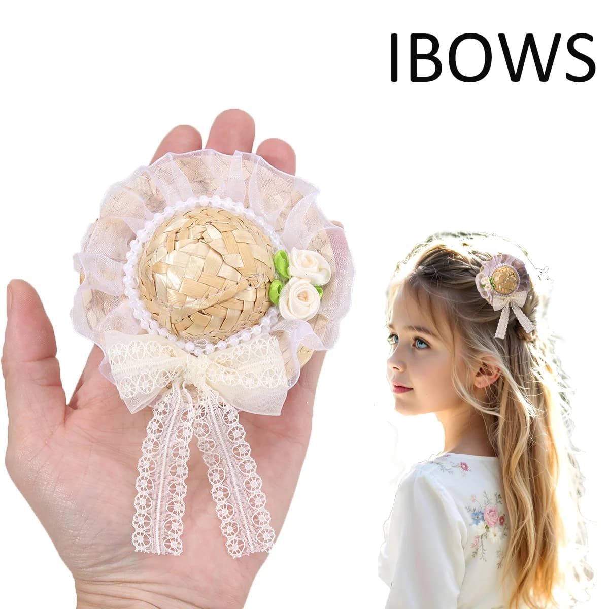New Mini Straw Hat Hair Clip Sweet Flower Bow Hairpin Handmade Barrette For Girls Women Summer Beach Boho Headdress Accessories