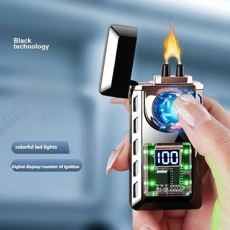 2025 Luce di colore freddo Impulso elettronico ad alta potenza Accendino USB antivento Display digitale della batteria Accendini elettrici USB Fumatori