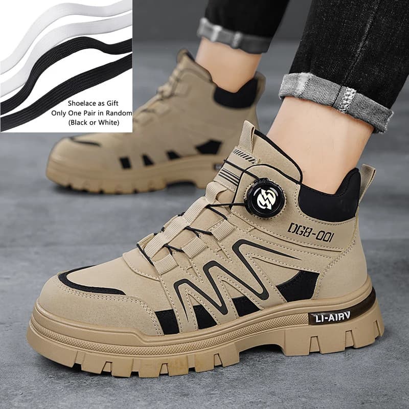 Stivali da moto da uomo neri Stivaletti autunnali firmati per uomo Scarpe da motociclista Stivali da trekking da esterno antiscivolo Scarpe da ginnastica da lavoro da uomo