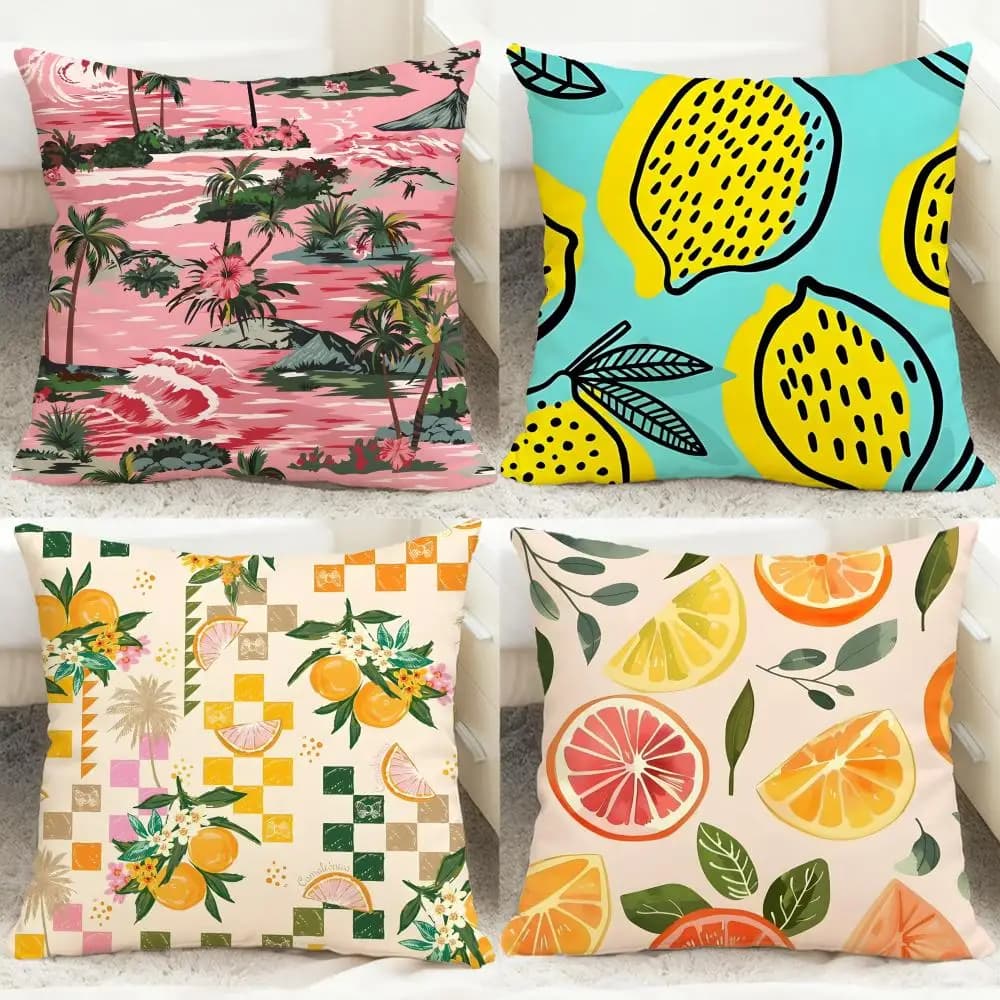 Fodera per cuscino con texture di frutta tropicale, comoda fodera per cuscino reversibile, ideale per auto, divano, camera da letto e altro ancora