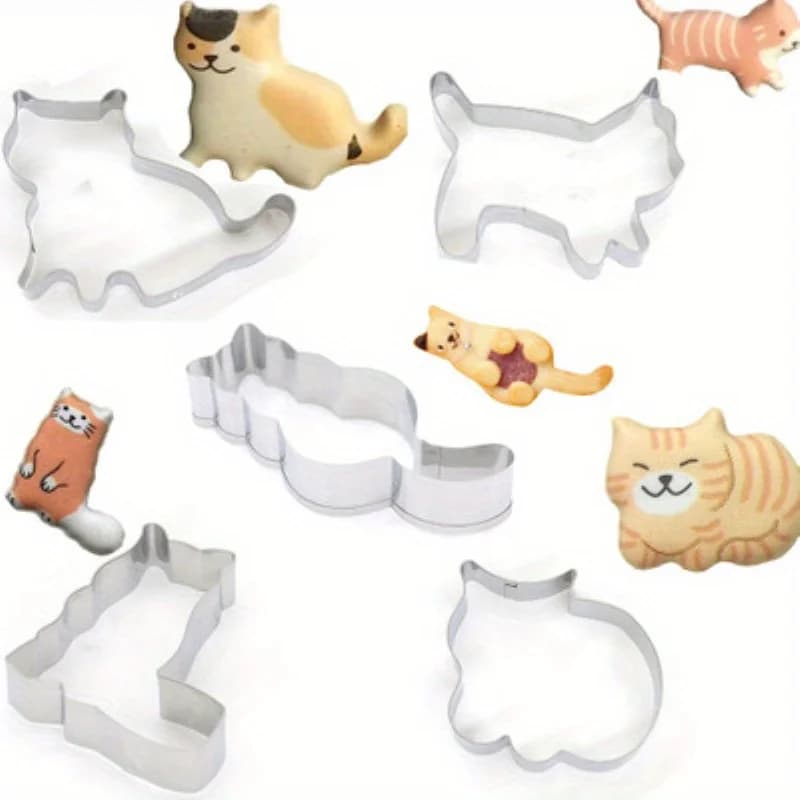 Set di Stampi per Biscotti a Forma di Animale Gatto in Acciaio Inox, Utensili da Forno Fai-da-Te per Uso Domestico