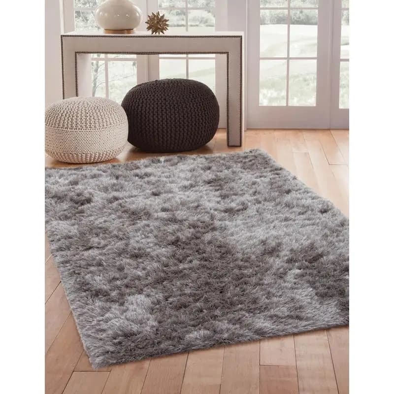 Shag 8x10 grey carpet: soft and cosy interior carpet for living room, bedroom or office furniture