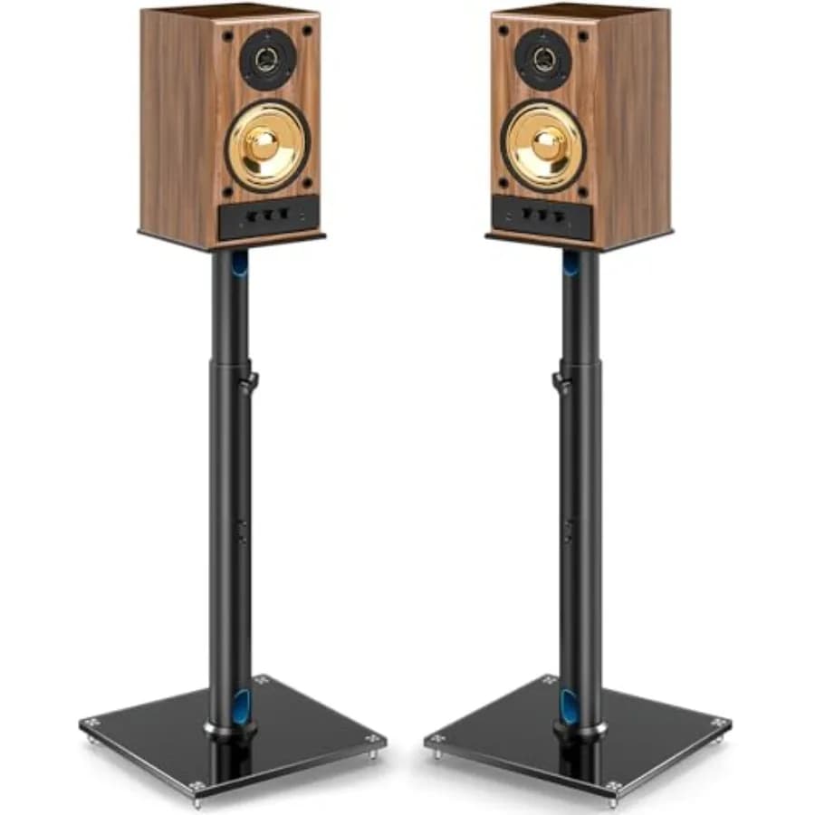 Supporti Universali per Altoparlanti per Audio Surround a 360 Gradi ° Supporto girevole per altoparlanti da scaffale da 32 a 43 pollici con gestione dei cavi, Sp