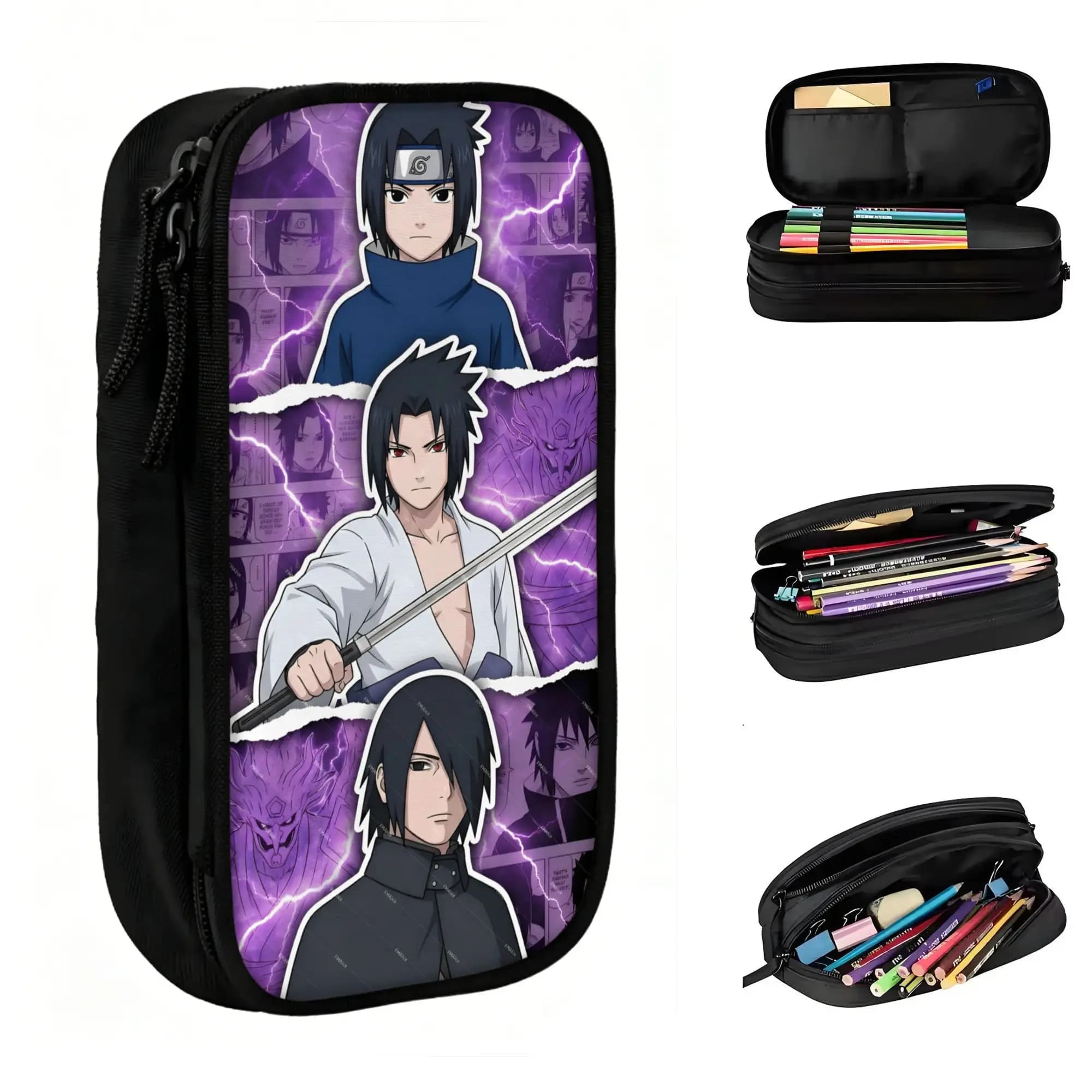 Custom U-Uchihaes Sasuke Hot Comic Japan Kawaii Pencil Case Girls Boys Large Capacity Manga Pencil Bag Student School