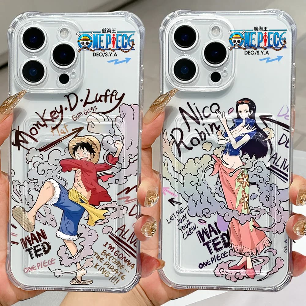 Anime Zoros Luffys Card Hold Phone Case For Xiaomi 13 12 12T 11 Lite Poco M5 M4 X5 X4 X3 Pro NFC 4G 5G Anti-fall Clear Cover