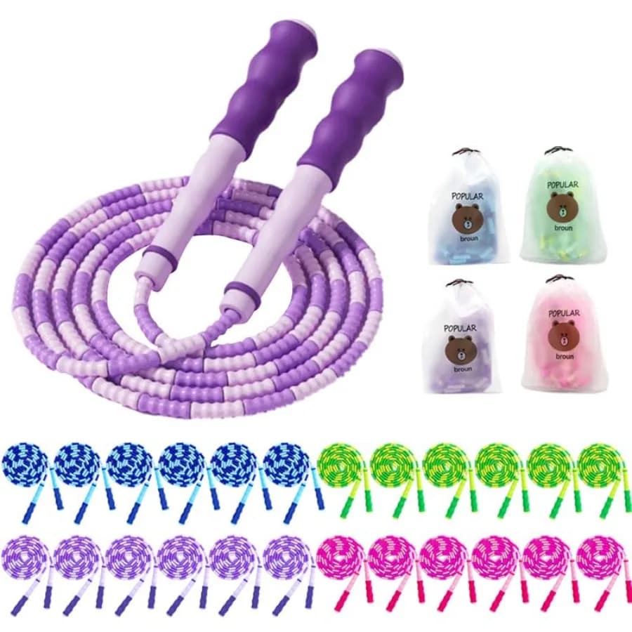 Set of 24 Cords for Jumping with Soft Beads, 2.5 m Adjustable, Segmented Cords with Beads for Men and Women