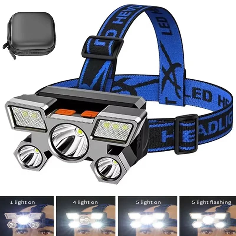 Portable Rechargeable Front Lamp with Built-in Battery Strong Light Working Lamp for High Brightness Outdoor Light For Fishing Camping