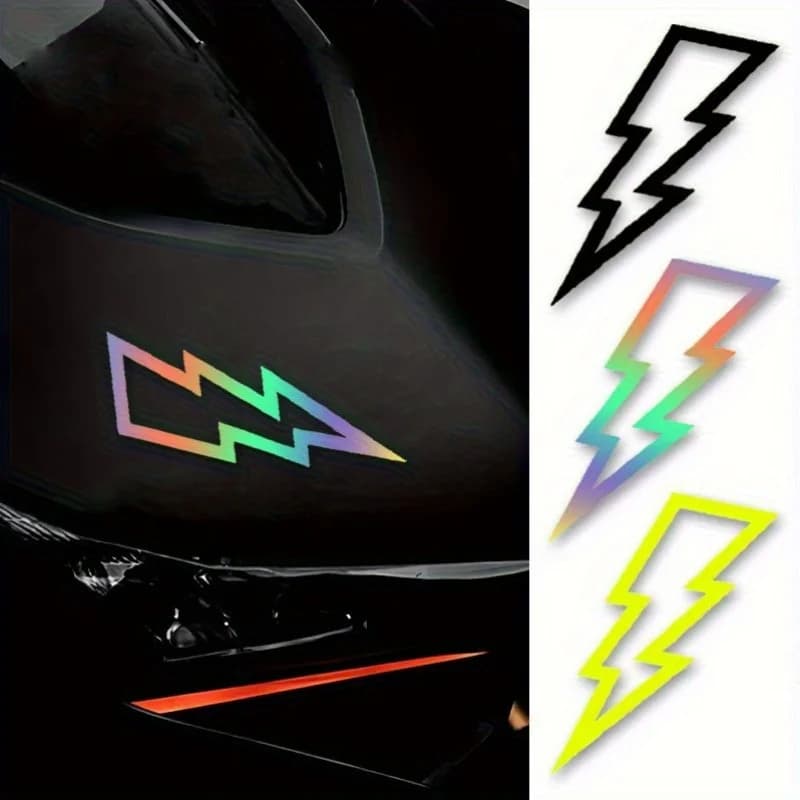 Set di 3 Adesivi in Vinile a Forma di Fulmine, Decalcomanie Impermeabili per Auto, Moto e Casco