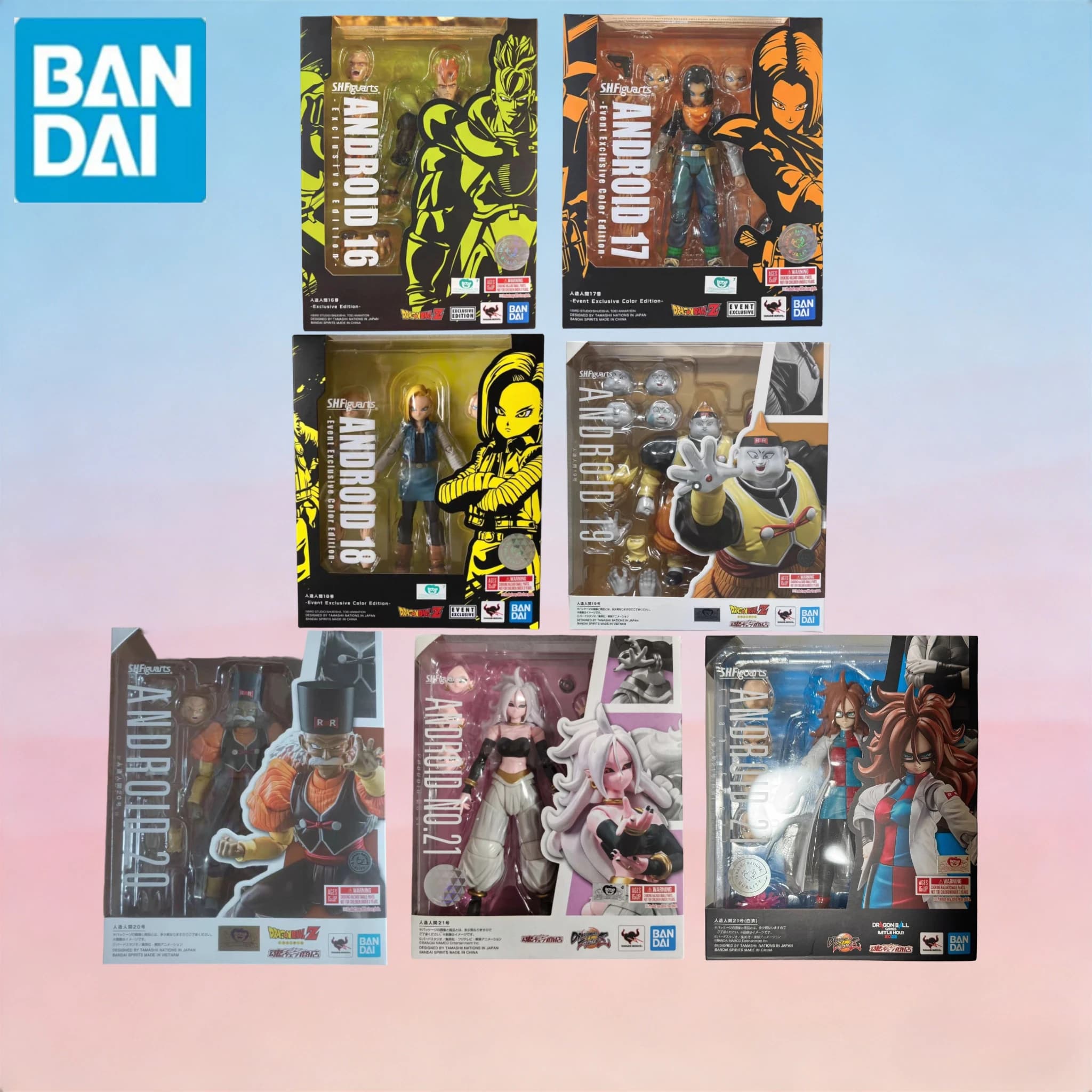 In Stock Bandai Dragon Ball SHF Android 16, 17, 18, 19, 20, 21 SDCC Exclusive 1/12 Poseable Action Figures Collectible Gift
