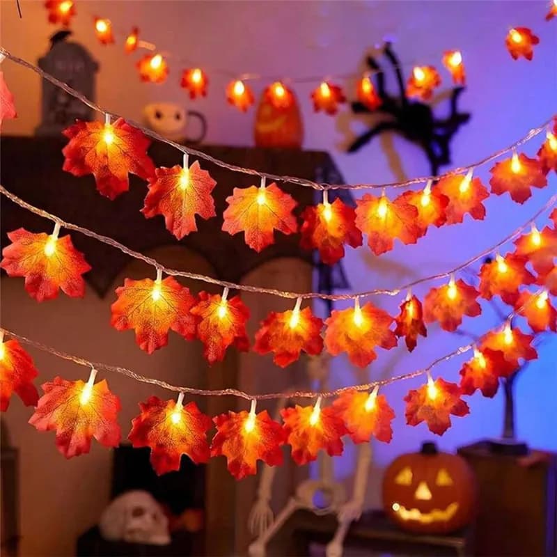 Halloween Leaf String Lights Decorative Lights LED Fairy Lights Battery Powered Indoor Outdoor Party Halloween Decor