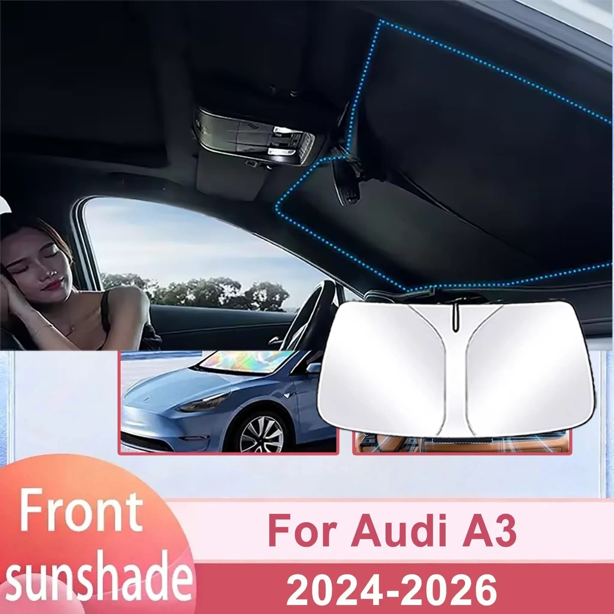 For Audi A3 2024-2026 Car Windshield Sunshade Cover Front Window Sun Shade Heat Insulation Summer Auto Accessories