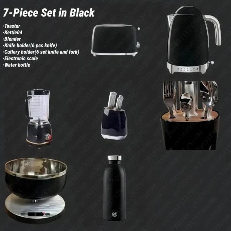 Set di Elettrodomestici da Cucina 7-in-1: Tostapane, Bollitore Elettrico (KLF04), Spremiagrumi e Frullatore | Set Completo per Cucina per Principianti