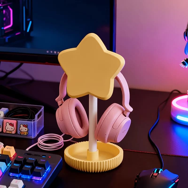 1-Piece Star-Shaped Headphone Stand, 3D Printed Stylish Headphone Stand, Simple Modern Desktop Stand with a Stable Base