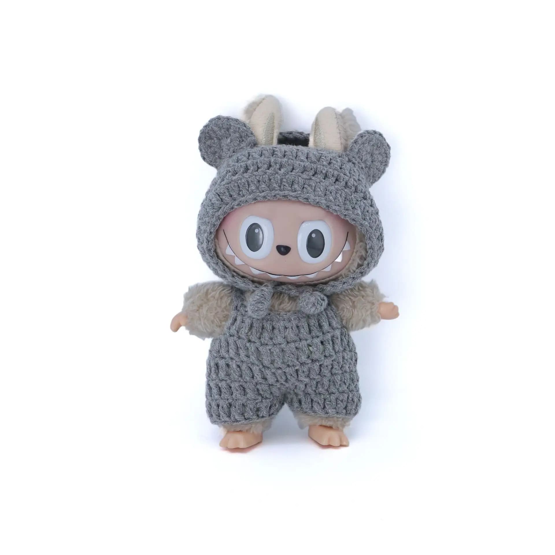 V1/V3 Labubu bambola di peluche simpatico topo animale set con cappello kit di vestiti di lana uncinetto di lana accessori di lavorazione fatti a mano puri