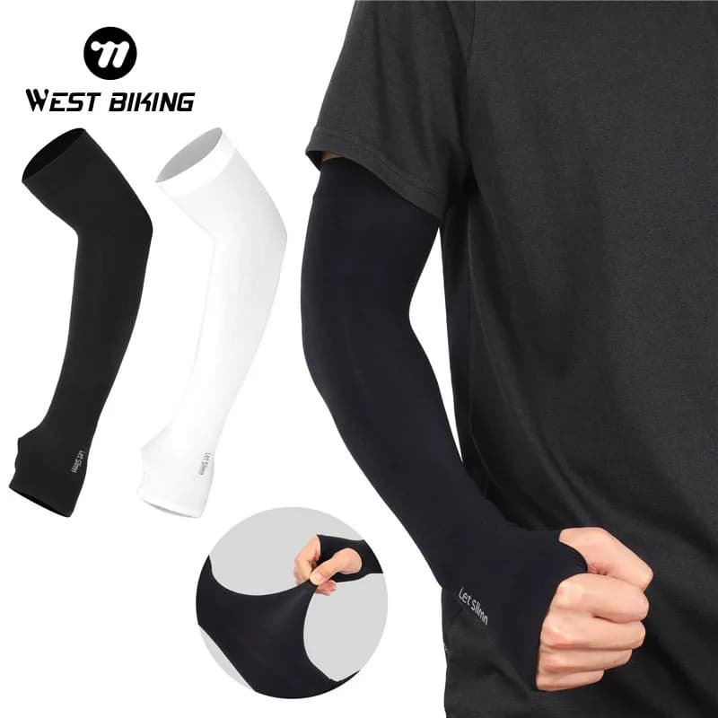 1 pair cycling helmets heaters sun protection UV long gloves without fingers Running Fishing Ridding Golf Sleeves