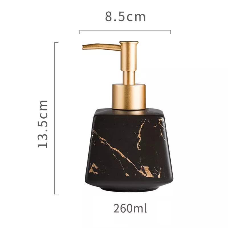 Dispenser di Sapone in Marmo di Lusso A01F-260Ml per Bagno, Bottiglia Quadrata per Gel Doccia, Shampoo e Lozione