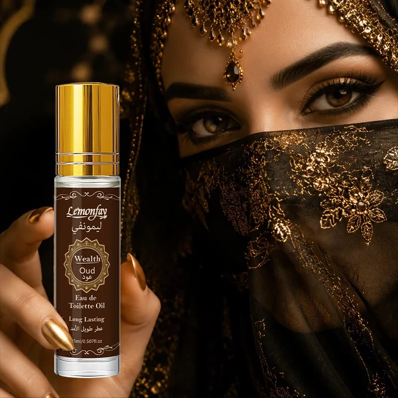 LEMONFAY Wealth Oud Roll On Perfume Oil 15ml Arabic Oud Scent Long Lasting Portable Travel Unisex Fragrance Oil