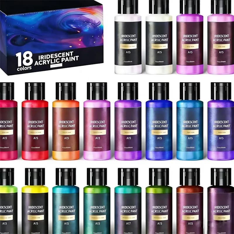 Rainbow Gradient Acrylic Paint Set - Creative Art Supplies for DIY Craft with Brush & Palette 18color